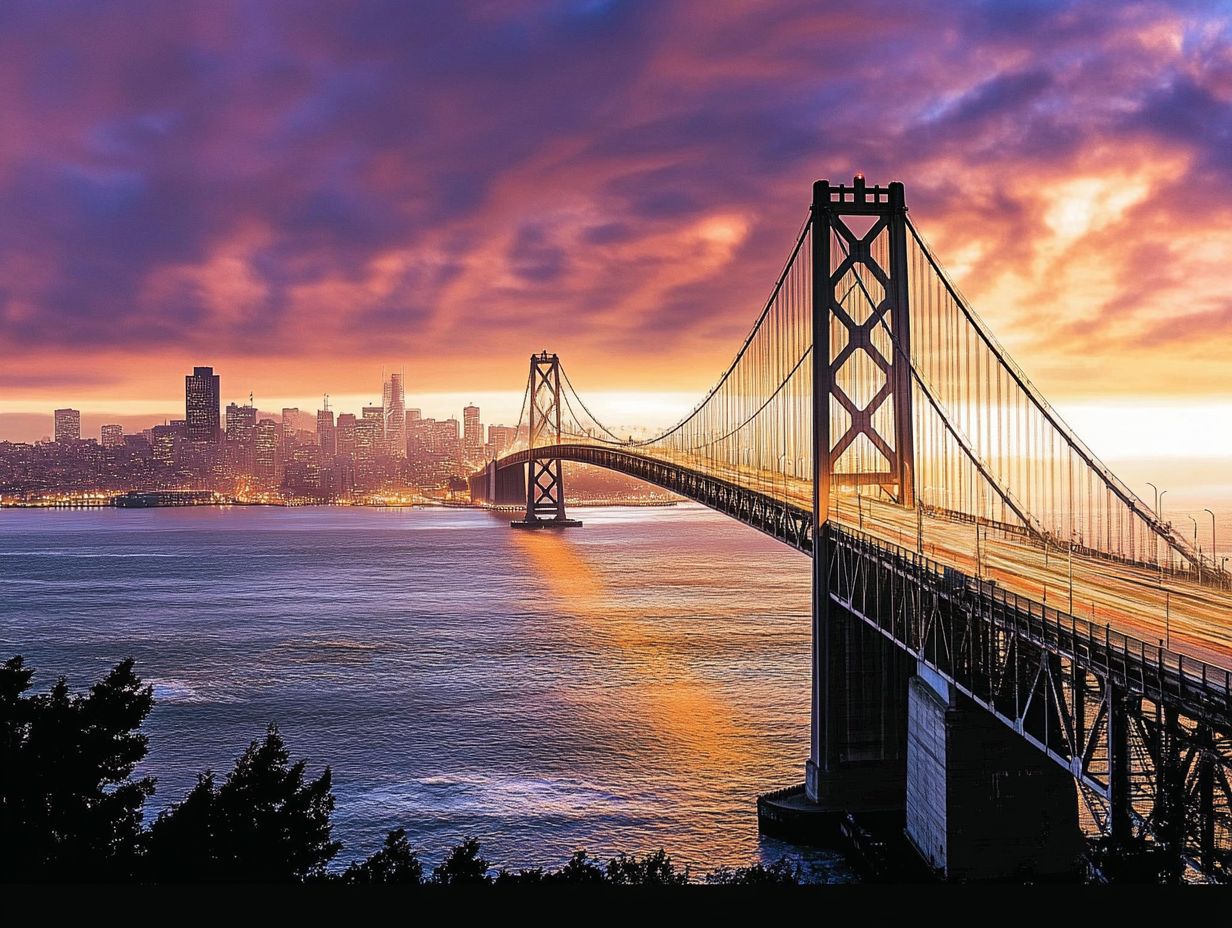 Bay Bridge at sunset
